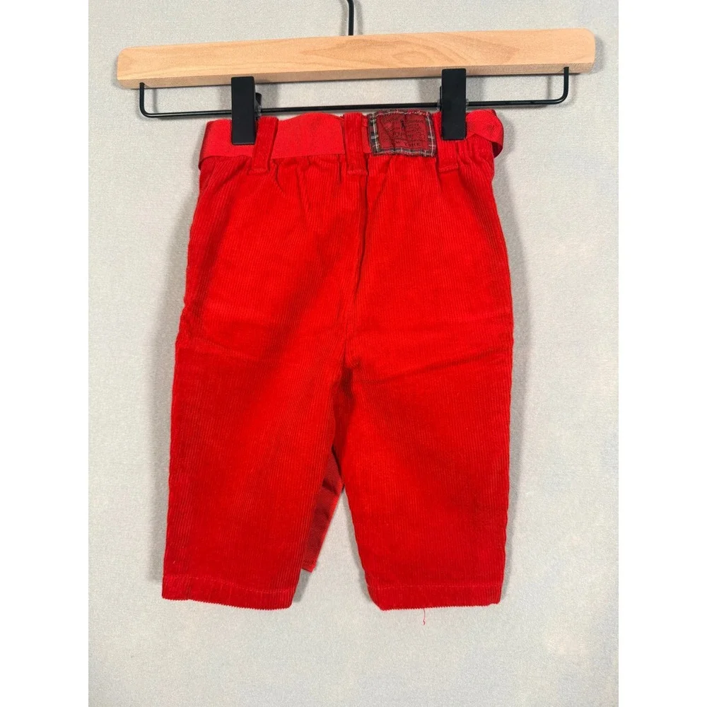 Ralph Lauren Baby Red Corduroy Pants with Ribbon Belt 9M Holiday Preppy